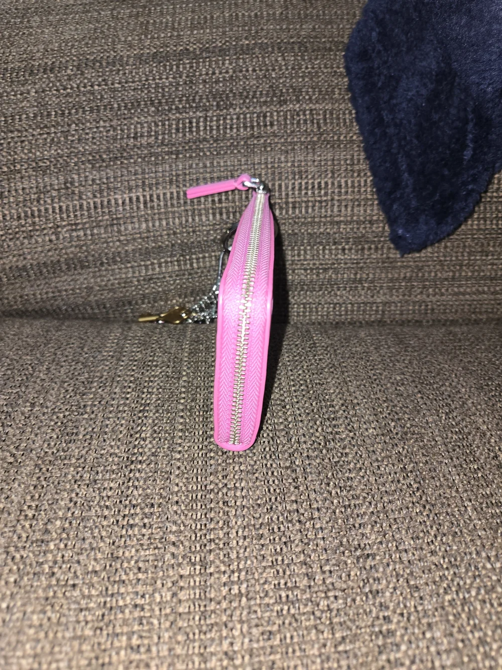 Pink Zip Card Wallet Keychain
